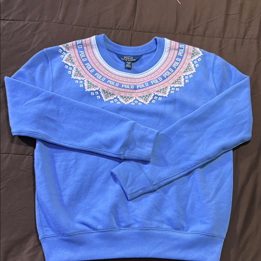 Polo by Ralph Lauren Blue Crewneck Sweater with Nordic Pattern